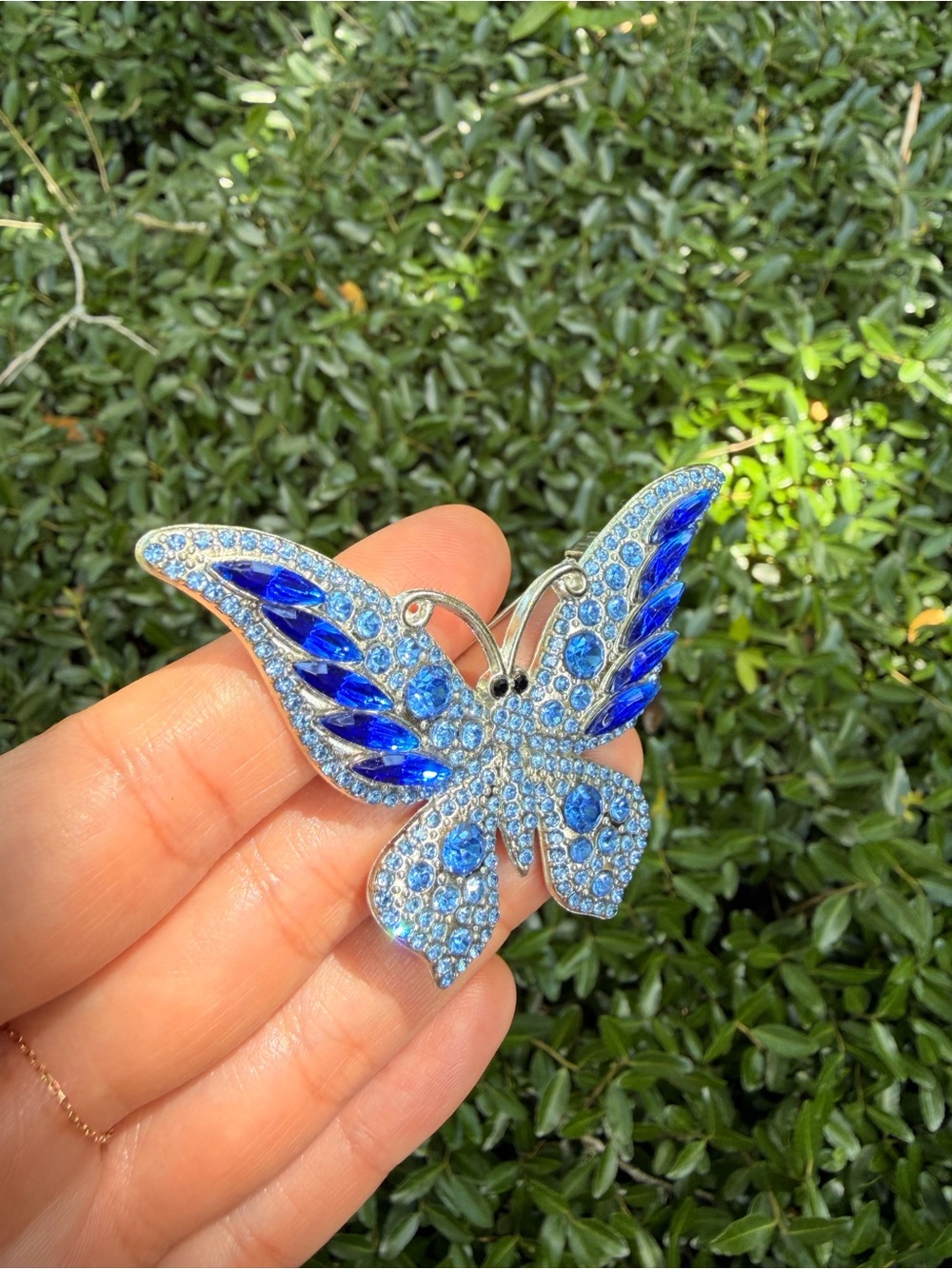 Crystal Butterfly Brooch Pin in Blue - Picture 3 of 5